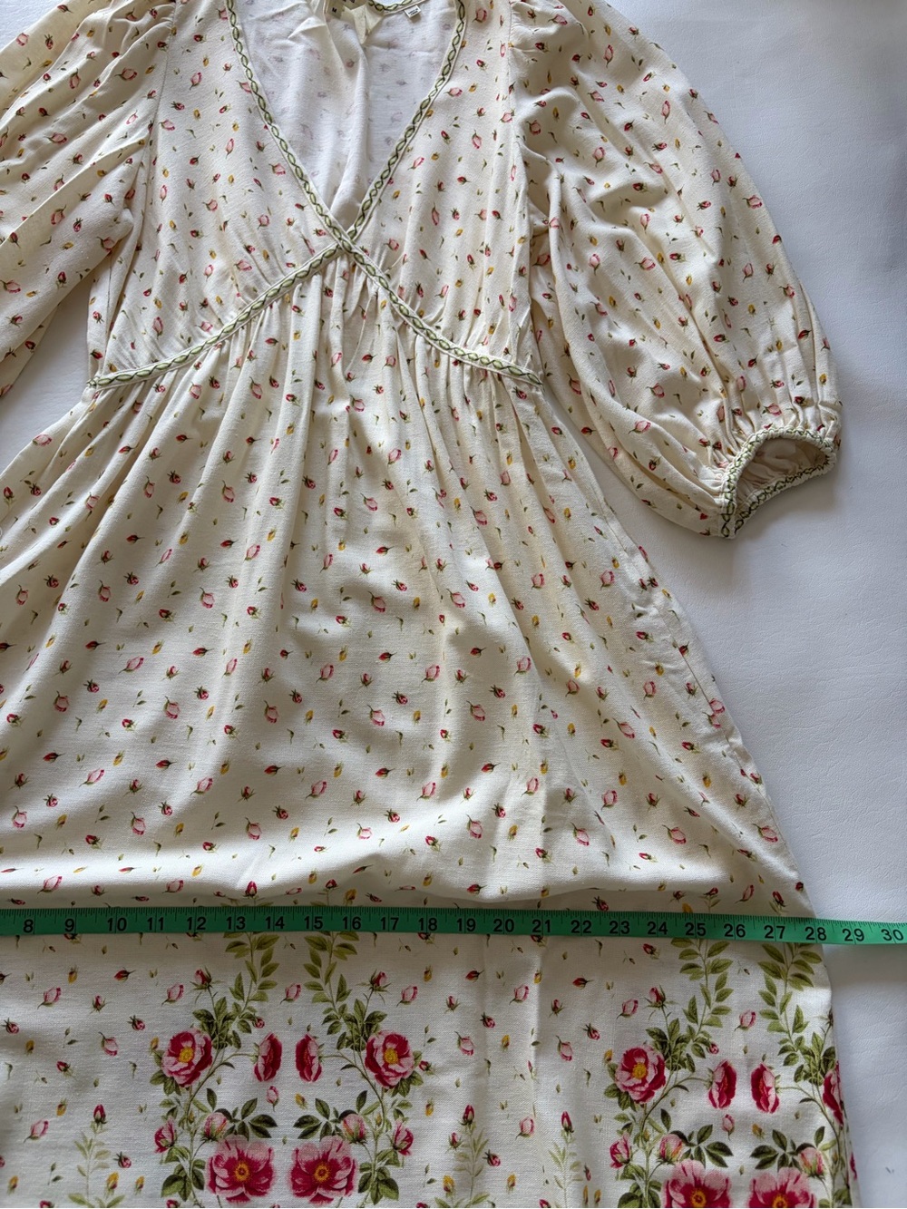 Max Studio Floral Border Maxi Dress Cotton Linen Cottagecore Garden Romantic - Picture 7 of 14
